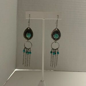 Turquoise Silver Dangle Earrings EUC